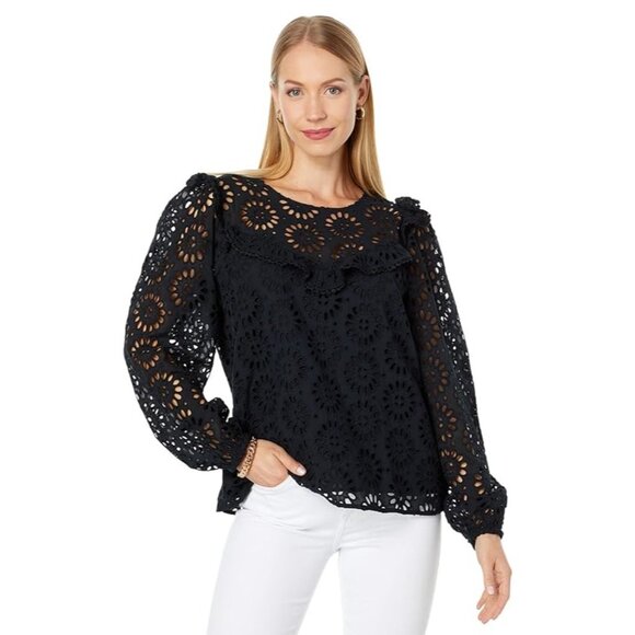 LILLY PULITZER Caroline Onyx Blank Long Sleeve Top Size XXS NEW - Picture 1 of 3